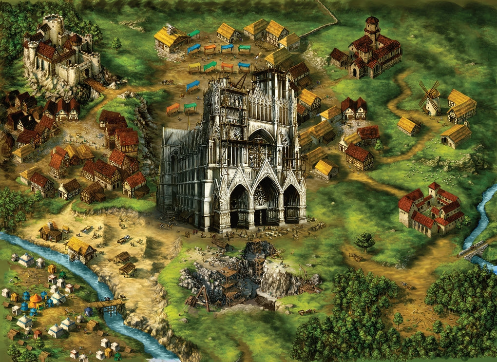 Ken Follett: The Kingsbridge 1000-piece jigsaw puzzle by Michael Menzel, Ken Follett